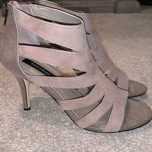 White House Black Market tan suede heels size 8